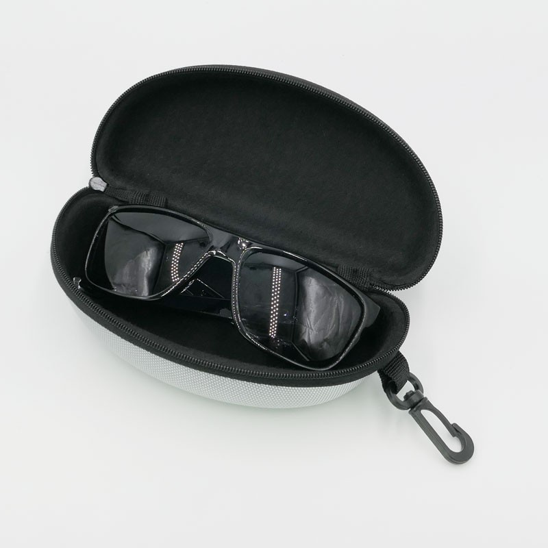 銀色眼鏡拉鍊盒-附掛鉤的眼鏡盒，EVA牛津布拉鏈盒